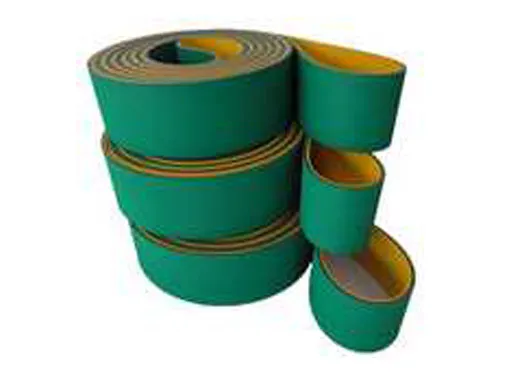 Rollos de banda de transmisión plana verde y amarilla
